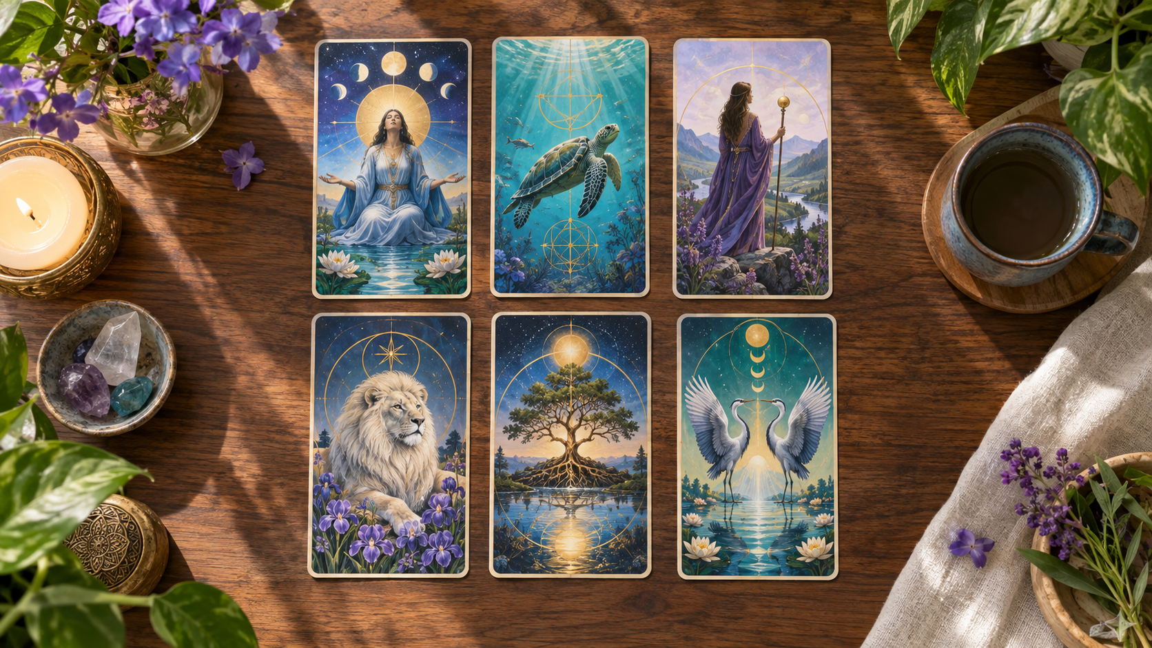 Soft tarot study illustration.