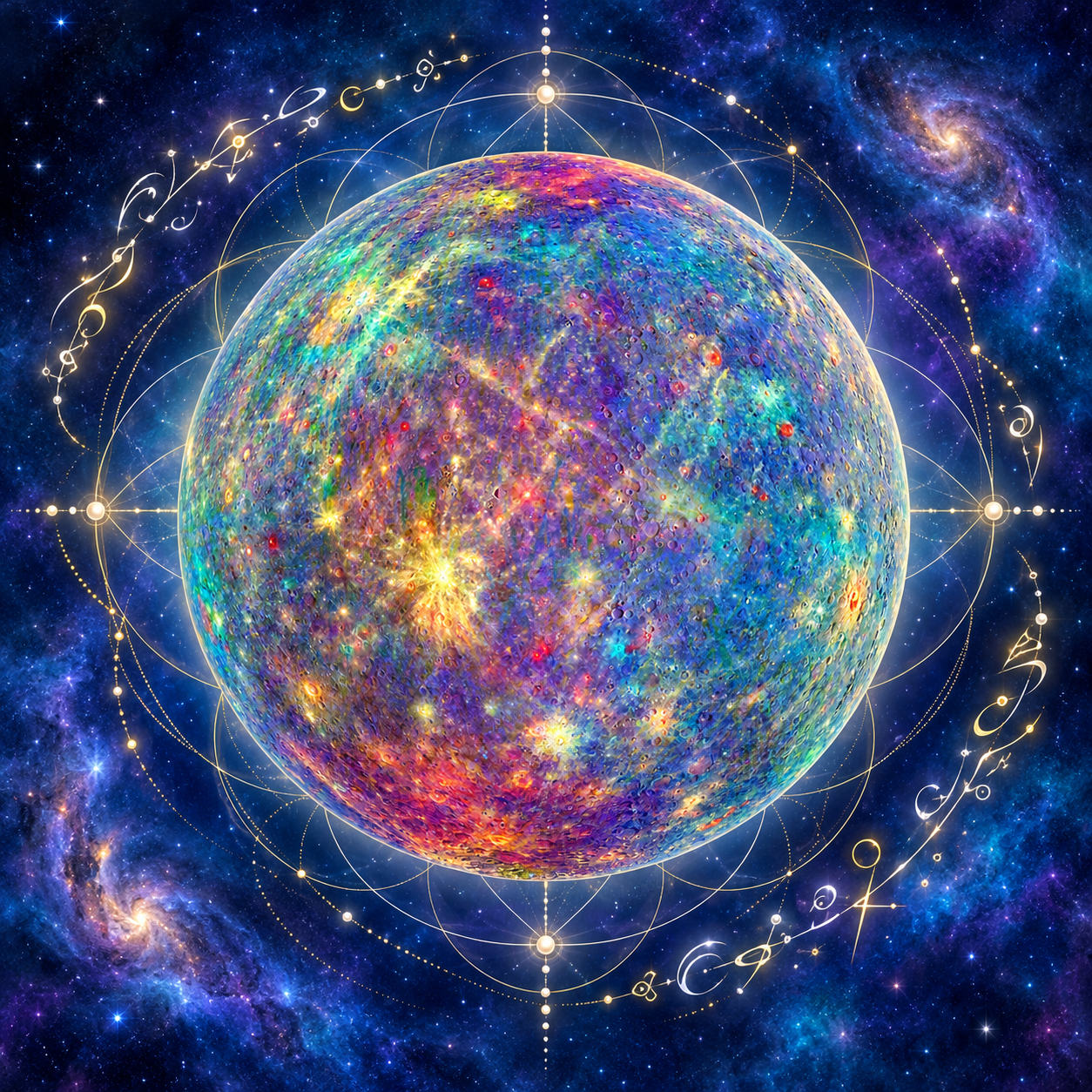 Mercury in spectral colors with luminous geometry